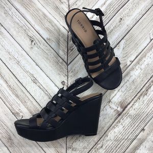 Torrid Strappy Faux Leather Cage Wedges